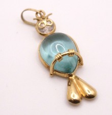 Gufo Vintage Ciondolo Oro 18 kt 750 giallo con pietra e zircone