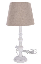 Lampada stile Shabby Chic da tavolo paralume in tessuto base legno lume 1 luce g