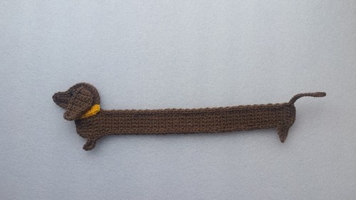 Crocheted dachshund bookmark - crocheted,