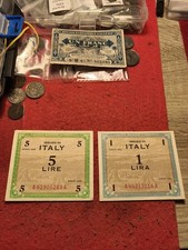 Italia Occupazione Alleata Banconote 1 E 5 Am Lire FLC Splendide Alta Conservaz.