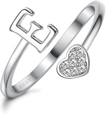 Anelli Donna Argento 925 Ragazze Anelli Impilabili Con Iniziali a Cuore Placcati