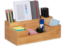 Organizer Da Scrivania, 7 Scomparti, Portaoggetti in Bambù, Ufficio, Cucina, Bag