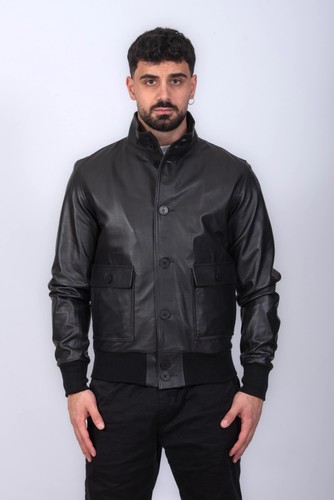 Bomber pelle uomo nero - pelle,