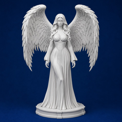 Statua angelo donna - , con