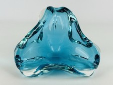 Vintage Posacenere Vetro Di Murano Sommerso Azzurro Modernariato Design 1960