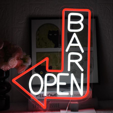 Bar Open Insegna Al Neon