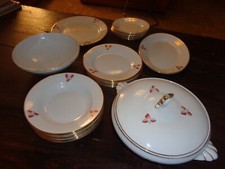 CERAMICA GALVANI-servizio piatti da 6- completo- periodo 1940-decoro foglie+oro