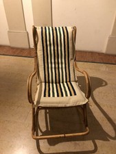 Sedia a dondolo Vintage Anni 70 In Vimini