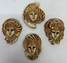 Maschere veneziane in ceramica 4 pz decorazioni da parete 10/11 cm arredamento