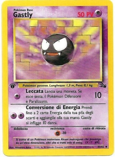 Pokemon carta gastly non - carta, 33/62
