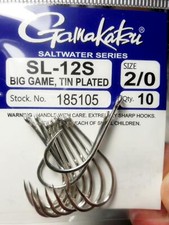 Gamakatsu SL-12S Taglia:#1/0 #2/0 #4/0 #6/0 #8/0 Acqua Salata Big Game Gancio Giappone