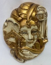 Maschera veneziana in ceramica decorazione da parete 25x19 cm arredo collezione