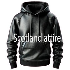 Felpa con cappuccio uomo nera pelle premium fatta a mano vera pelle di agnello