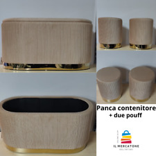 Panca Contenitore Tris con due pouff in Velluto