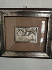 Coppia di quadri in argento 925 con cornice silver paesaggio campestre