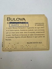 BULOVA Computron Quartz LCD Certificato Di Garanzia orologio Watch Warranty