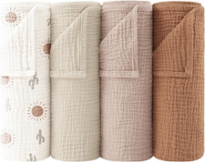 Bambino in Mussola per Neonati Set 4 Pezzi 60X60Cm, 100% Cotone Super Morbido As