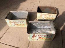 3x Scatola di Latta Mellin Biscotti Da Collezione Antica Epoca Alluminio e Ferro