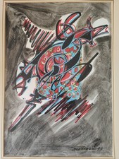 Umberto Mastroianni Opera Unica a tempera 50 x 35