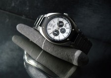 CAPITAL FULL SET STAINLESS STEEL MEN'S CHRONOGRAPH WATCH AX-472 DATE UNWORN 42MM