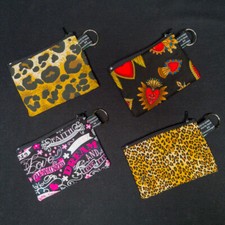 Leopardato Nastro Rosa Cuore Portamonete Denaro Money Portafoglio Cotone Natale