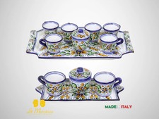 Servizio Tazzine con Piatto Decorato in Ceramica di Caltagirone - Vari Modelli