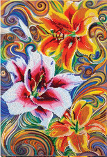 Kit ricamo perline tre fiori -