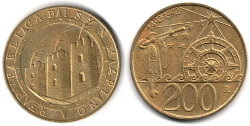San marino 200 lire - 1992,