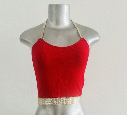 Top rosso con rete - , dorata