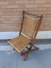 SEDIA RICHIUDIBILE IN BAMBOO E VIMINI ANNI VINTAGE