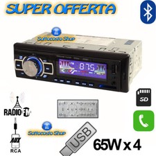 AUTORADIO BLUETOOTH 1DIN STEREO AUTO 65Wx4 RADIO AUX MP3 SD USB LUCI LED COLORI