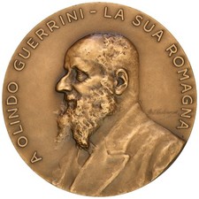 Medaglia Olindo Guerrini 70° della Morte, Forlì, 1986, Autore A. Dal Castagné
