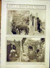 Vecchia Stampa Antica Originale Trench Cavalli Periscopio Automobile Galipoli Francese Ww1