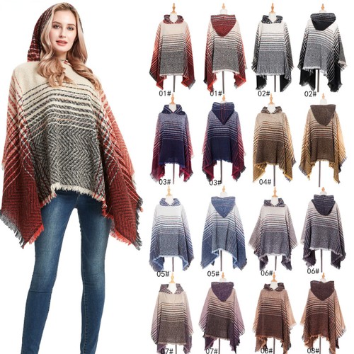 Poncho donna righe mantello - poncho,