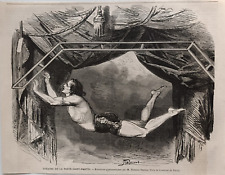 Circo trapezio Thomas Hanlon ginnasta acrobata Stampa antica 1859