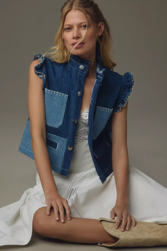 Gilet denim patchato mochi - patchato,