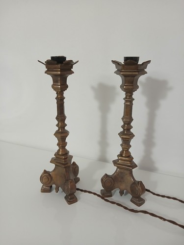 Coppia candelieri antichi - coppia,