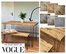 VIET // Tavolo da pranzo e panca in legno scandinavo con forcine