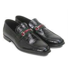 Golden Pass Mocassino In Pelle Di Vitello Nero Con Stampa Coccodrillo Per Uomo