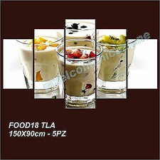 QUADRO MODERNO TELA 5 PZ 150X90 STAMPA ARREDO CASA ICE CREAM YOGURT GELATO