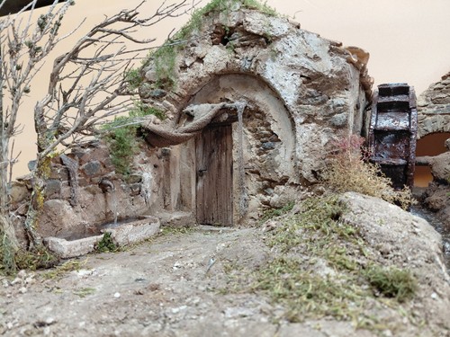 Presepe artigianale con mulino - presepe,