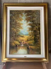 Quadro D'autore - Dipinto Autore L. Gialain Olio Su Tela 50x70 Titolo Cascatella