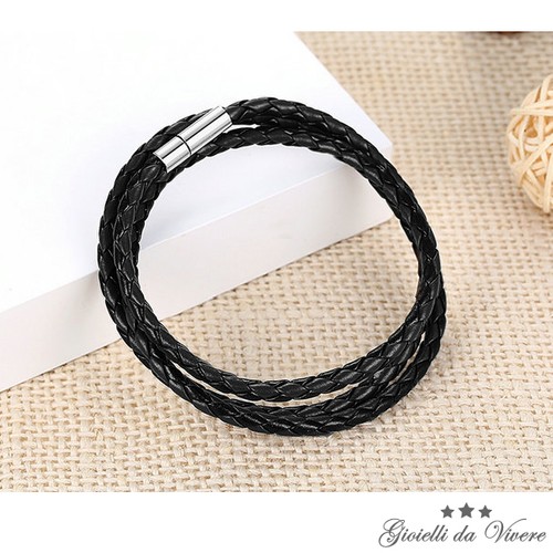 Bracciale braccialetto cuoio - bracciale,