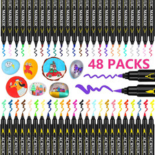 48 Pennarelli Acrilici per Dipingere Sassi, Pennarelli Acrilici Punta Fine per P