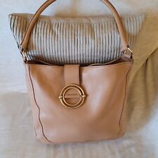 Grande borsa Furla a spalla in pelle beige scuro mai usata