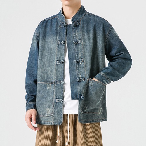 Giacca jeans stile cinese uomo