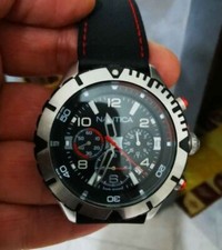 OROLOGIO NAUTICA CRONOGRAFO CINTURINO CAUCCIU' NERO WR 100 Mt.