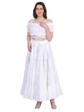Gonna tribale zingara lunga 25 iarde Wevez cotone bianco