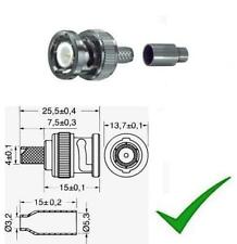 Connettore SPINA BNC MASCHIO 50ohm Volante Crimpare Cavo RG174 Professionale