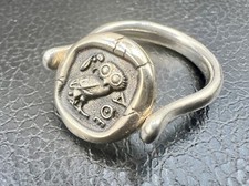 Anello filatore moneta Athena dea gufo di Atena